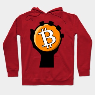 hand holding bitcoin, new era digital decentralization money Hoodie